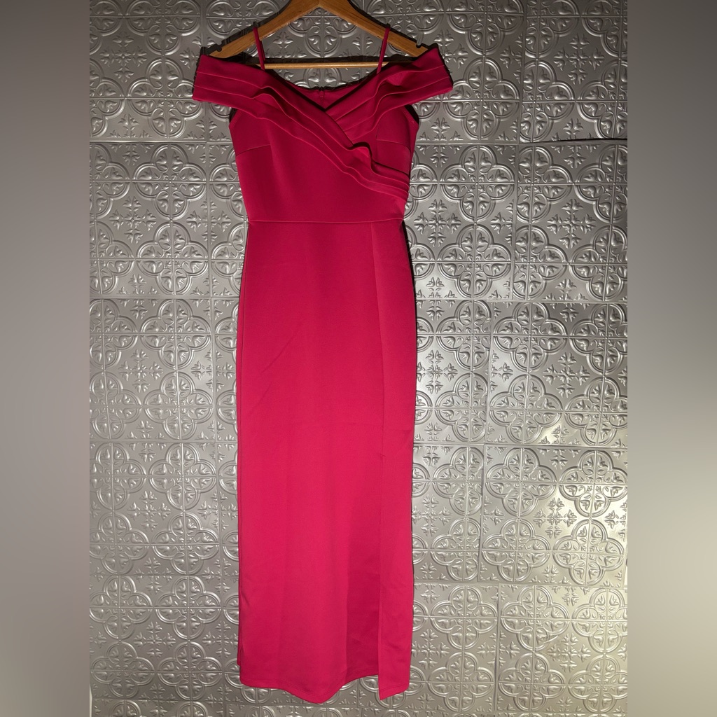 Alexa B Nites Off The Shoulder Vintage 90s Prom Dress Barbie Pink Formal Gown
